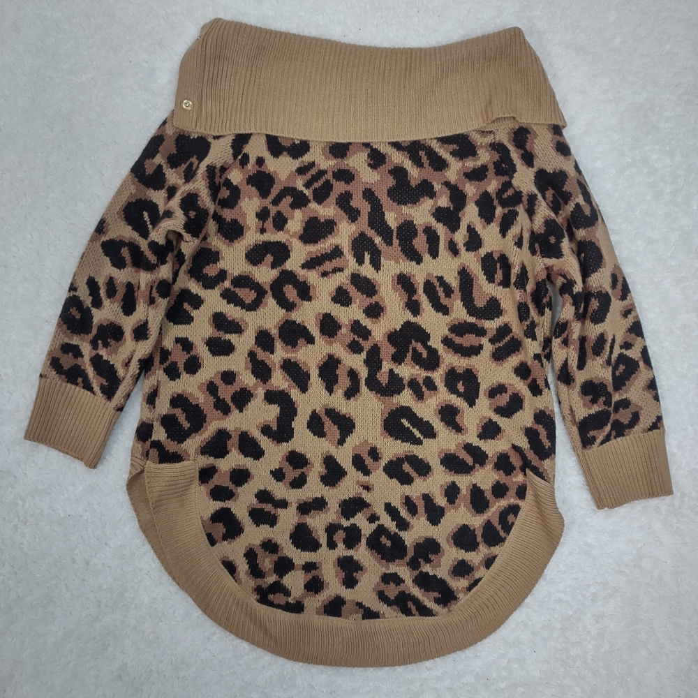 89th+Madison Women's Leopard Print Cowl Neck Sweater Size Medium - Picture 10 of 15